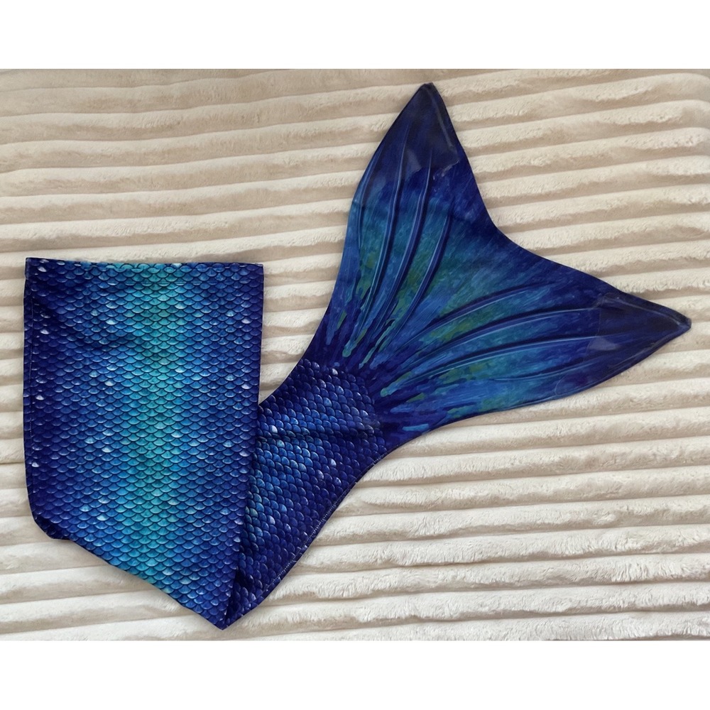 Sun Tails Blue Mermaid Tail Skin Swimmable Kids Large 8 10 12 No Monofin Blue
